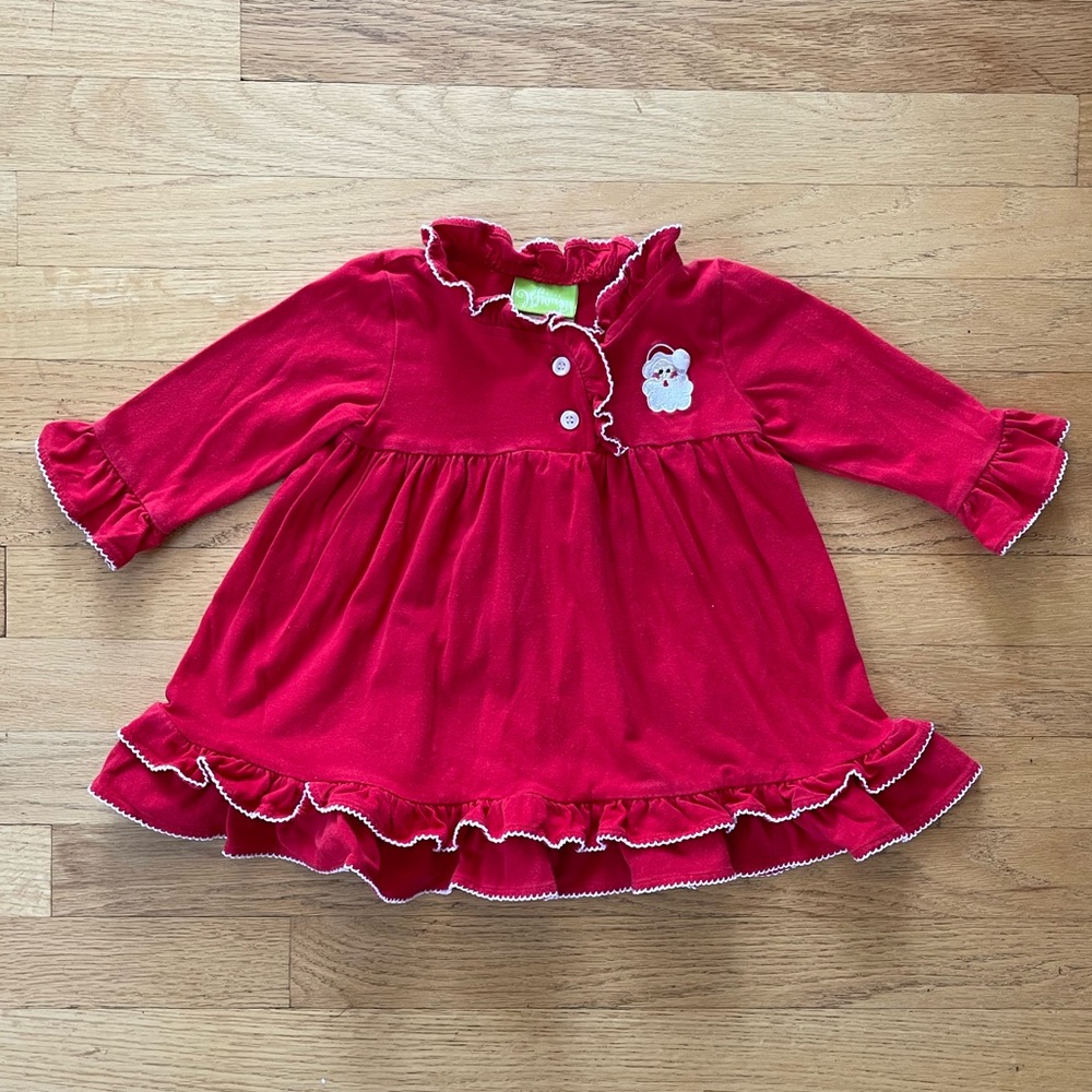 CLASSIC WHIMSY VGUC Red Christmas Santa Ruffle Nightgown Dress